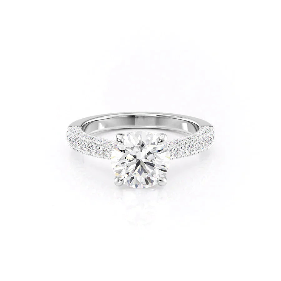 The Catherine Set  With A 2 Carat Round 14K White Gold Moissanite