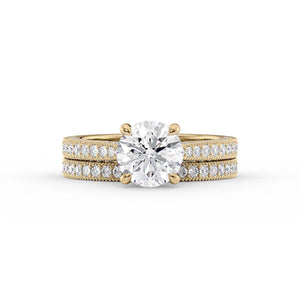 The Catherine Set  With A 5 Carat Round 18K Yellow Gold Moissanite