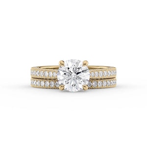 The Catherine Set With A 2.5 Carat Round 18K Yellow Gold Lab Diamond