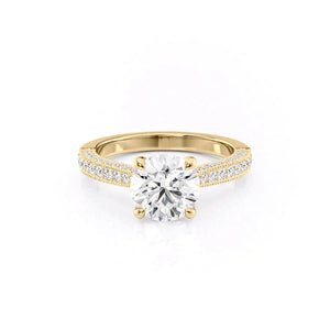 The Catherine Set With A 1 Carat Round 14K Yellow Gold Lab Diamond