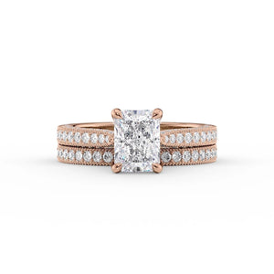 The Catherine Set With A 1 Carat Radiant 14K Rose Gold Lab Diamond