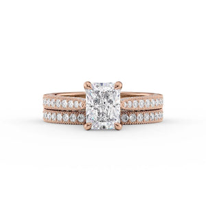 The Catherine Set With A 1 Carat Radiant 14K Rose Gold Lab Diamond