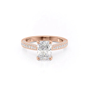 The Catherine Set With A 3 Carat Radiant 14K Rose Gold Lab Diamond