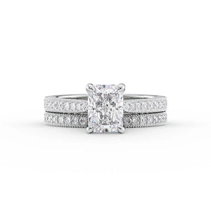 The Catherine Set  With A 5 Carat Radiant 18K White Gold Moissanite