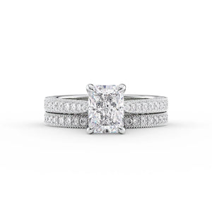 The Catherine Set  With A 5 Carat Radiant 18K White Gold Moissanite