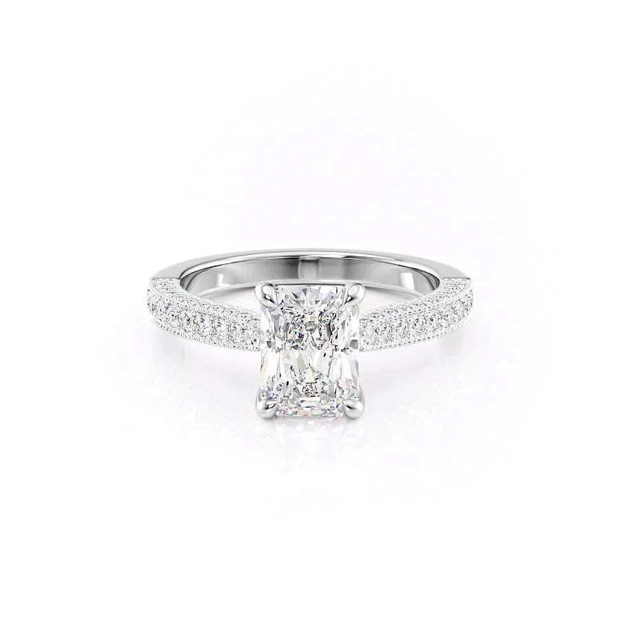 The Catherine Set With A 2 Carat Radiant 14K White Gold Lab Diamond