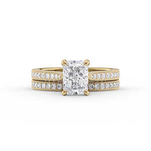 The Catherine Set With A 1 Carat Radiant 18K Yellow Gold Lab Diamond