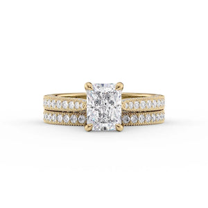 The Catherine Set  With A 3.5 Carat Radiant 18K Yellow Gold Moissanite