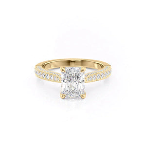The Catherine Set  With A 5 Carat Radiant 18K Yellow Gold Moissanite