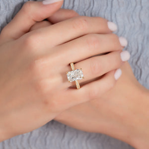 The Catherine Set  With A 5 Carat Radiant 18K Yellow Gold Moissanite