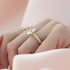 The Catherine Set  With A 5 Carat Radiant 18K Yellow Gold Moissanite