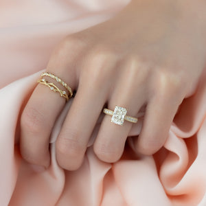 The Catherine Set With A 1 Carat Radiant 18K Yellow Gold Lab Diamond