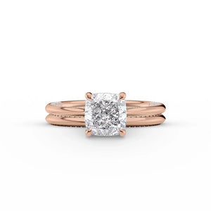The Claire Set  With A 3.5 Carat Cushion 14K Rose Gold Moissanite