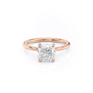 The Claire Set  With A 3.5 Carat Cushion 14K Rose Gold Moissanite