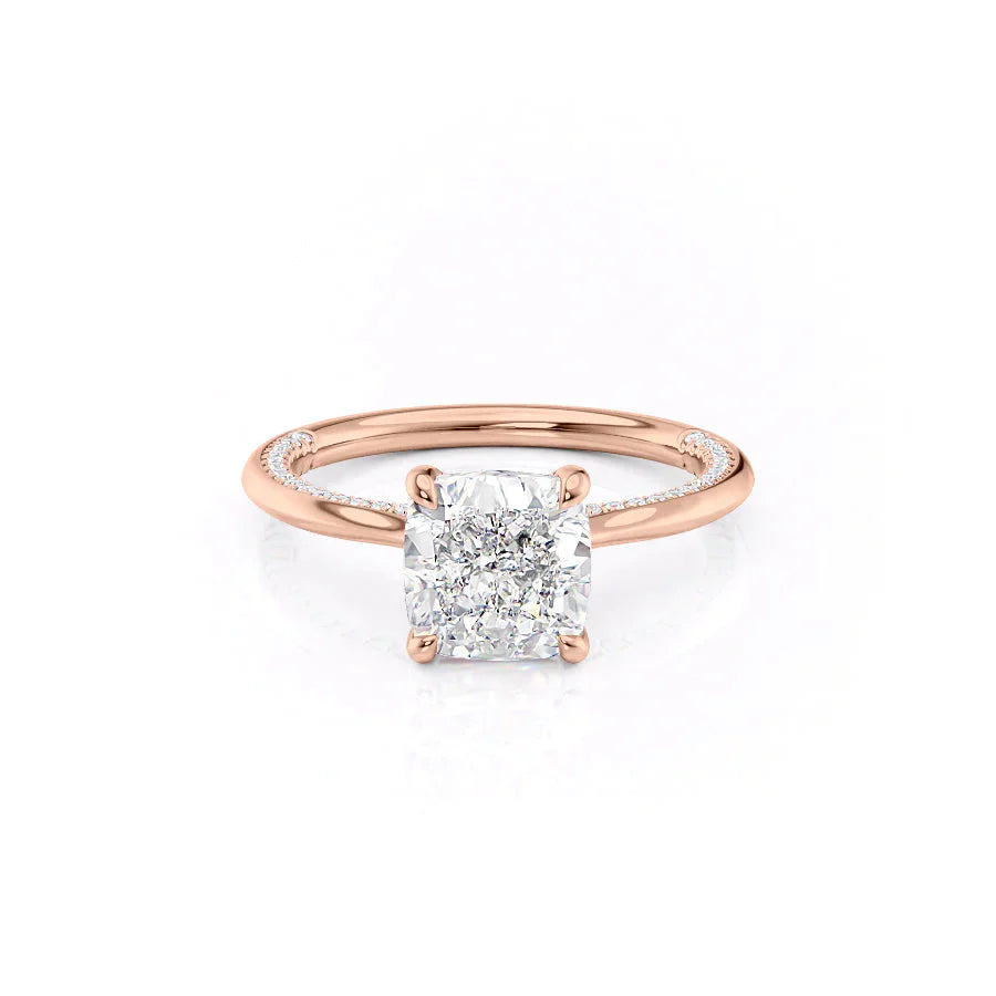 The Claire Set  With A 2.5 Carat Cushion 14K Rose Gold Moissanite