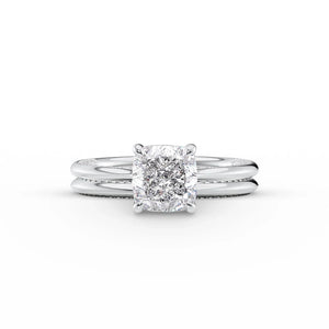 The Claire Set  With A 3 Carat Cushion 14K White Gold Moissanite