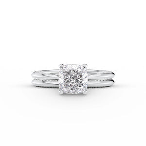 The Claire Set  With A 3 Carat Cushion 14K White Gold Moissanite