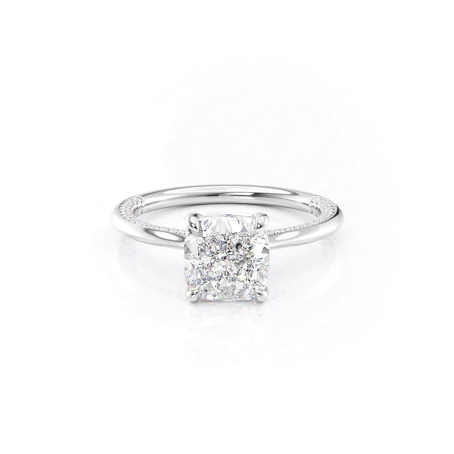 The Claire Set  With A 1.5 Carat Cushion 14K White Gold Moissanite