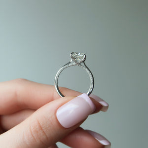 The Claire Set  With A 3 Carat Cushion 14K White Gold Moissanite