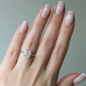 The Claire Set  With A 3 Carat Cushion 14K White Gold Moissanite