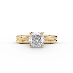 The Claire Set  With A 4.5 Carat Cushion 14K Yellow Gold Moissanite