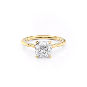 The Claire Set  With A 4.5 Carat Cushion 18K Yellow Gold Moissanite