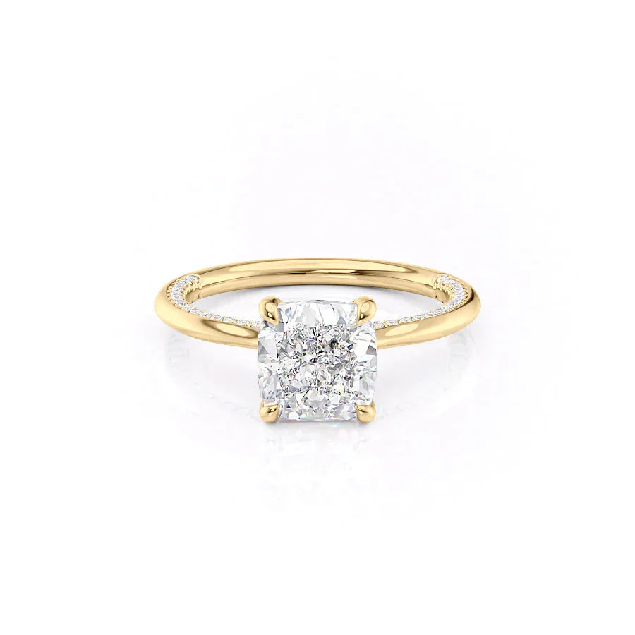 The Claire Set  With A 2.5 Carat Cushion 18K Yellow Gold Moissanite