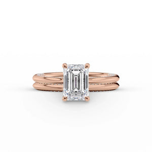 The Claire Set  With A 1.5 Carat Emerald 14K Rose Gold Moissanite