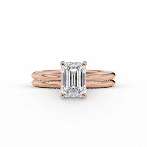 The Claire Set  With A 2 Carat Emerald 14K Rose Gold Moissanite