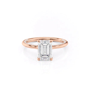 The Claire Set  With A 1.5 Carat Emerald 14K Rose Gold Moissanite