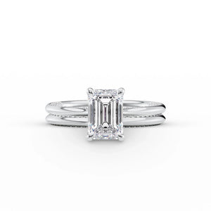 The Claire Set  With A 3 Carat Emerald 14K White Gold Moissanite