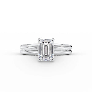 The Claire Set  With A 3 Carat Emerald 14K White Gold Moissanite