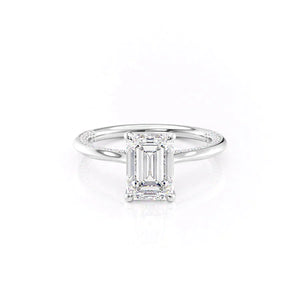 The Claire Set  With A 2 Carat Emerald 18K White Gold Moissanite