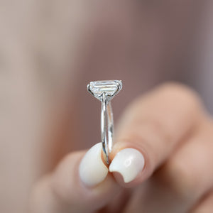The Claire Set  With A 3 Carat Emerald 14K White Gold Moissanite