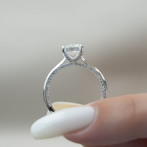 The Claire Set  With A 3 Carat Emerald 14K White Gold Moissanite
