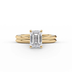 The Claire Set  With A 3 Carat Emerald 18K Yellow Gold Moissanite