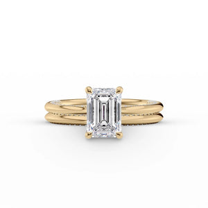 The Claire Set  With A 3 Carat Emerald 18K Yellow Gold Moissanite