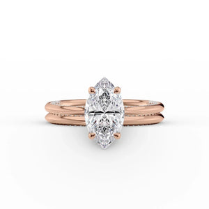 The Claire Set  With A 4 Carat Marquise 14K Rose Gold Moissanite