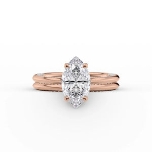 The Claire Set  With A 3 Carat Marquise 14K Rose Gold Moissanite