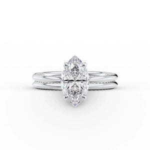 The Claire Set  With A 3.5 Carat Marquise 14K White Gold Moissanite