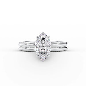 The Claire Set  With A 3 Carat Marquise 14K White Gold Moissanite