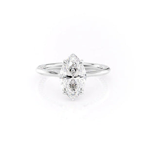The Claire Set  With A 3.5 Carat Marquise 14K White Gold Moissanite