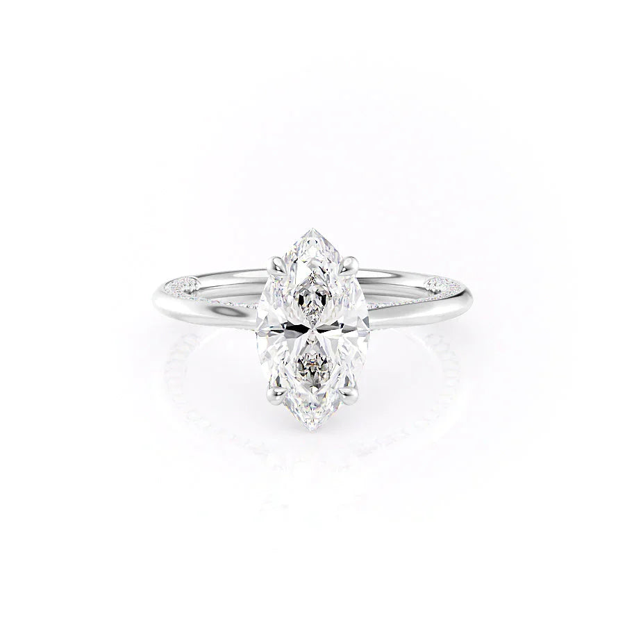 The Claire Set  With A 2.5 Carat Marquise 18K White Gold Moissanite