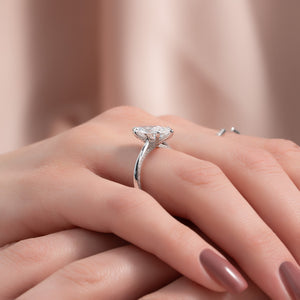 The Claire Set  With A 3 Carat Marquise 14K White Gold Moissanite