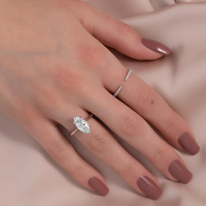 The Claire Set  With A 3 Carat Marquise 14K White Gold Moissanite