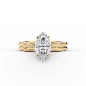 The Claire Set  With A 1 Carat Marquise 18K Yellow Gold Moissanite