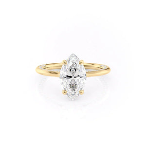 The Claire Set  With A 3.5 Carat Marquise 18K Yellow Gold Moissanite