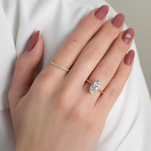 The Claire Set  With A 3 Carat Marquise 18K Yellow Gold Moissanite