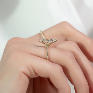 The Claire Set  With A 3 Carat Marquise 18K Yellow Gold Moissanite