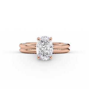The Claire Set  With A 3 Carat Oval 14K Rose Gold Moissanite
